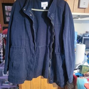 Old Navy Dark Navy Utility Jacket with Drawstring Waist
